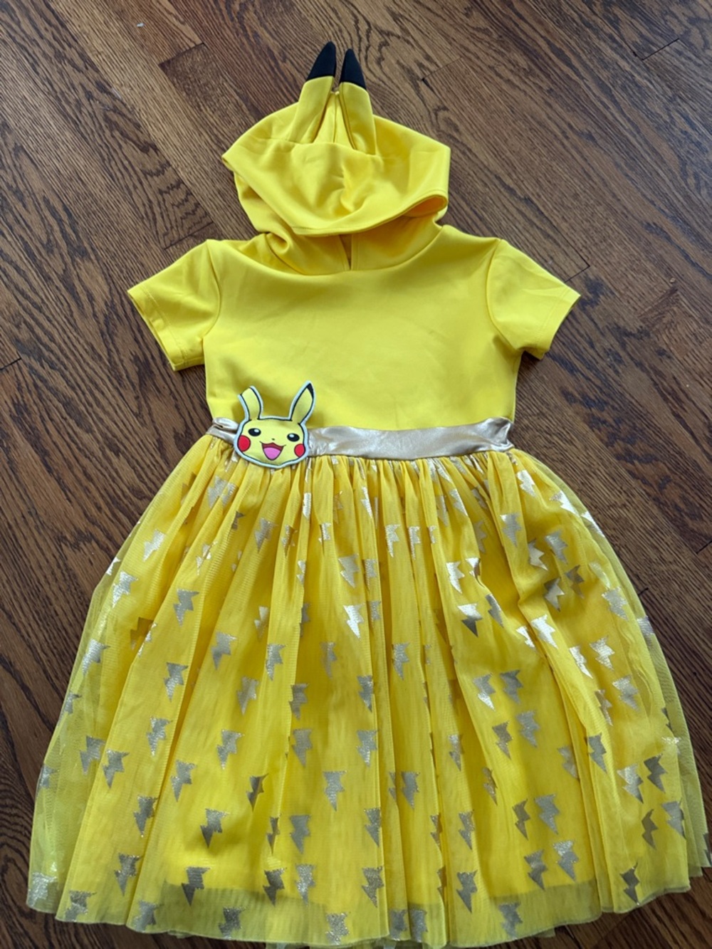 MAD Engine Yellow Hooded Superhero Tulle Dress with Gold Accents